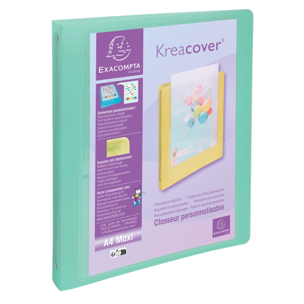 Classeur souple personnalisable dos 40mm A4 Exacompta Kreacover Pastel