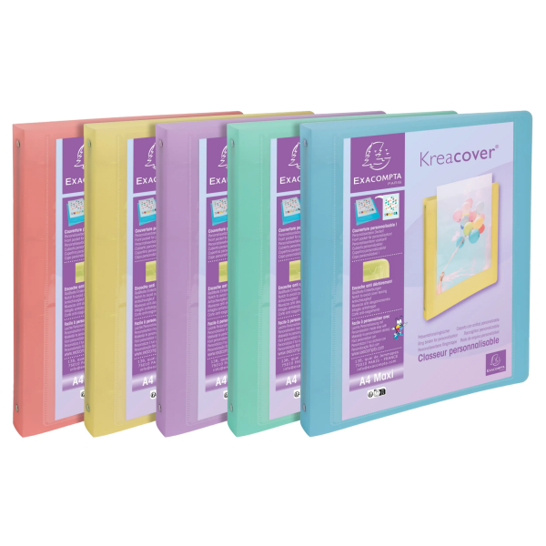 Classeur souple personnalisable dos 40mm A4 Exacompta Kreacover Pastel