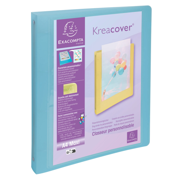 Classeur souple personnalisable dos 40mm A4 Exacompta Kreacover Pastel