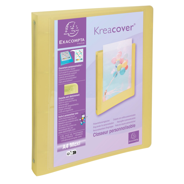 Classeur souple personnalisable dos 40mm A4 Exacompta Kreacover Pastel