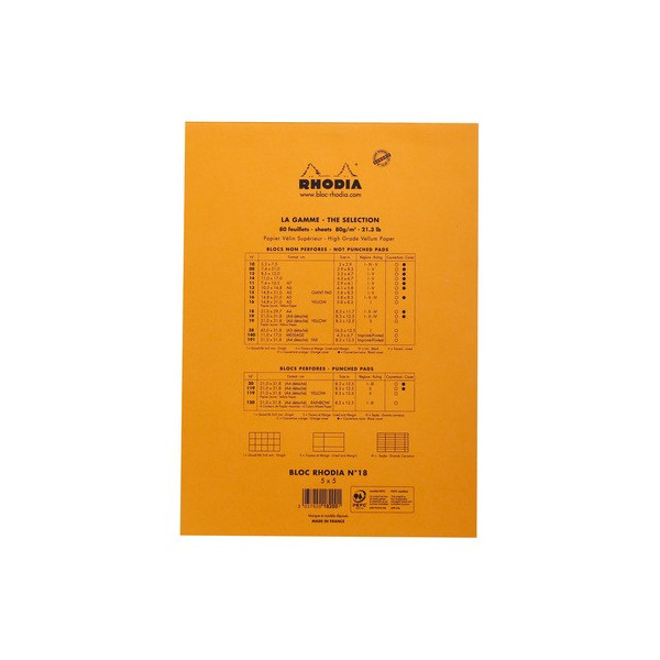 Bloc agrafé N°18 A4 80 feuillets 80 g Rhodia