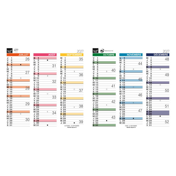 Calendrier dépliant 26x13cm Quo Vadis Origami 13 Arc en ciel
