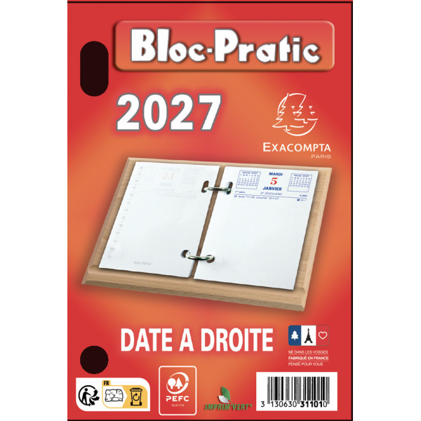 Bloc-pratic date à droite 8,2x12cm Exacompta