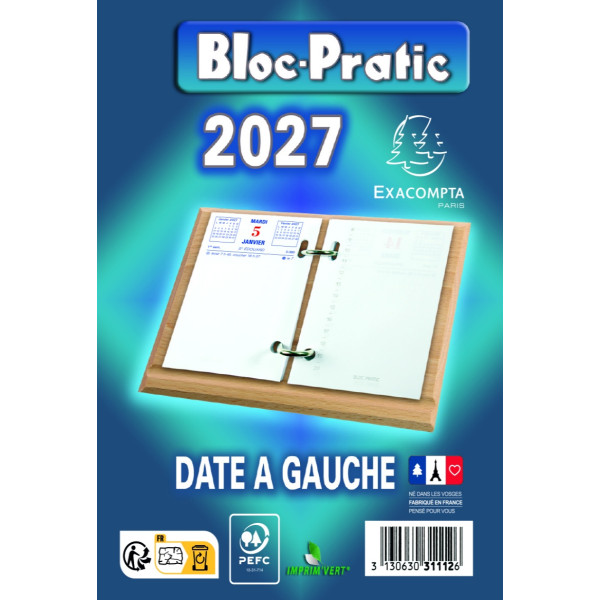Bloc-pratic date à gauche 8,2x12cm Exacompta