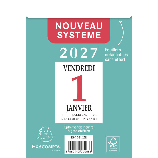 Calendrier à effeuiller 9,8x13,4cm Exacompta