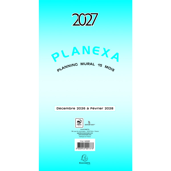 Planning mural 15 mois Exacompta Planexa 2027
