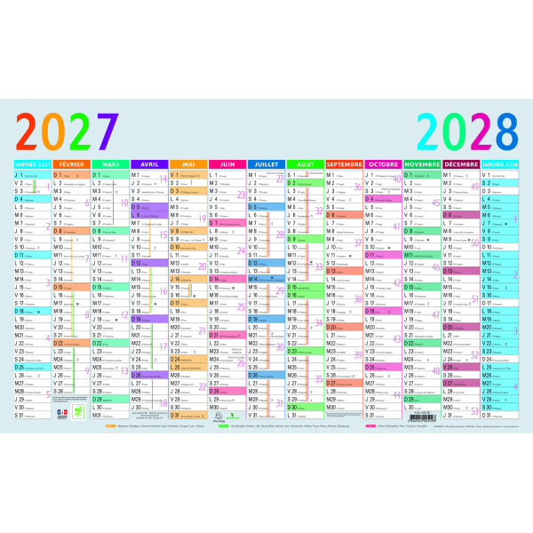 Calendrier 65x40,5cm Exacompta Multicolore