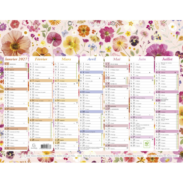 Calendrier 29,5x22cm Exacompta Chemin de Marettes