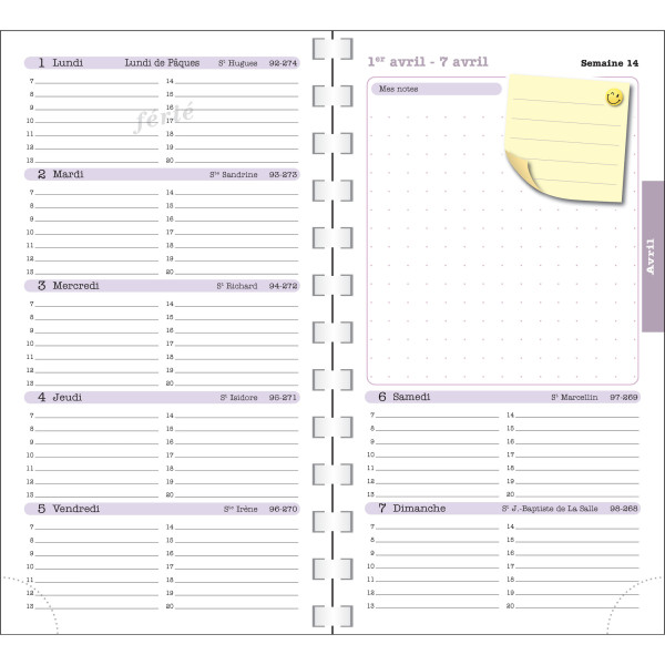 Agenda semainier 9x16cm spiralé Exacompta Lady 16S Alysse
