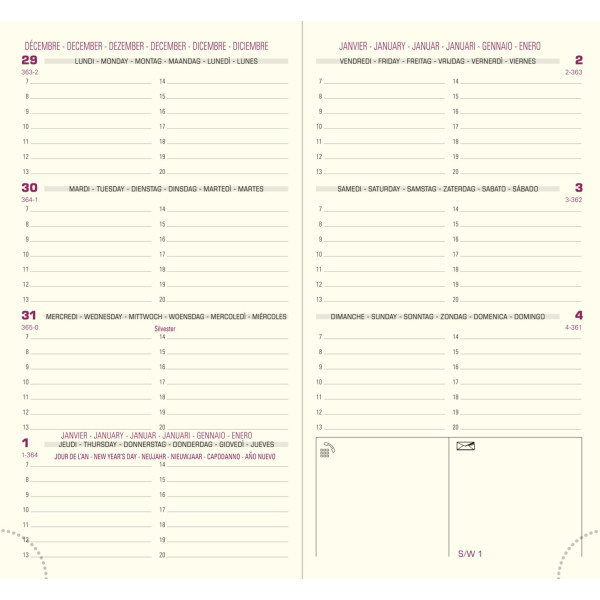 Agenda Semainier 8,5x16cm Exacompta Eurotime 16 Lily