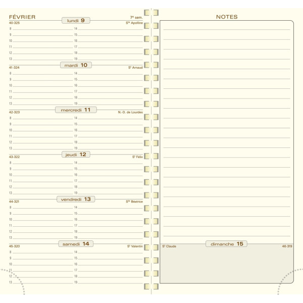 Agenda semainier 9x17,5cm spiralé Exacompta Espace 17S Lily