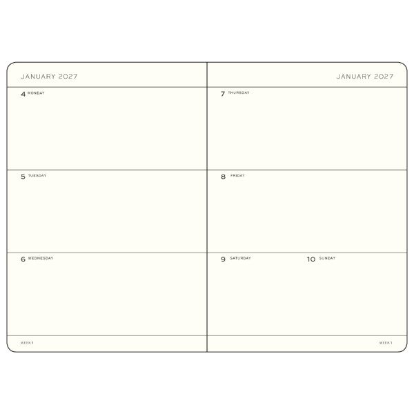Agenda Semainier Horizontal 7x11cm rigide anglais Leuchtturm1917