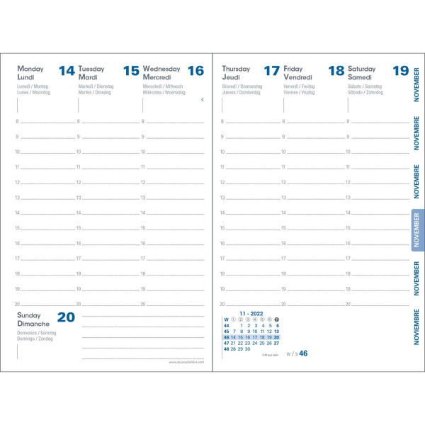 Agenda semainier 10x15cm Quo Vadis Affaires R Eunoia