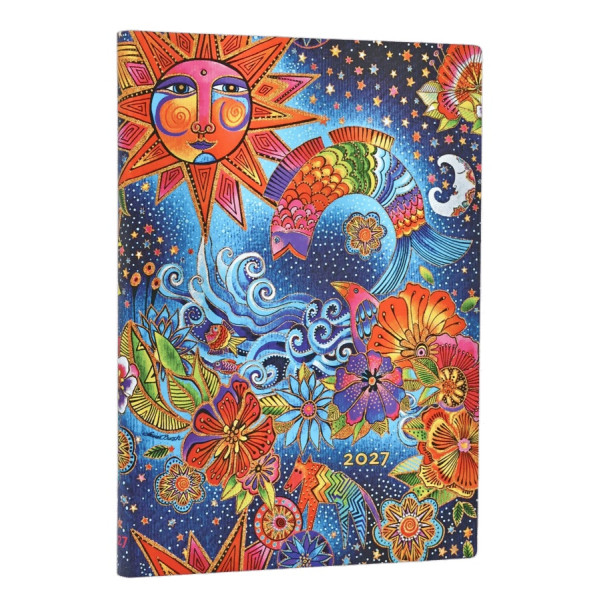 Agenda semainier 12,5x17,5cm Paperblanks Magie Céleste Flexis Midi 12 Mois Vertical