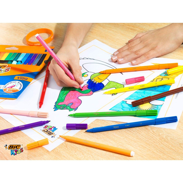 12 feutres de coloriage pointe fine BIC Kids Visa