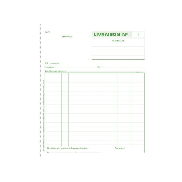 Manifold Livraisons 21x18cm 50 feuillets tripli autocopiants Exacompta
