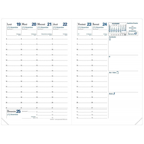 Agenda semainier 9x12,5cm Quo Vadis Randonnée Club avec répertoire